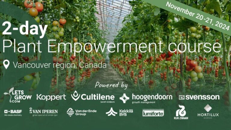 Two day Plant Empowerment course banner with sponsors and date set against a horticulture field