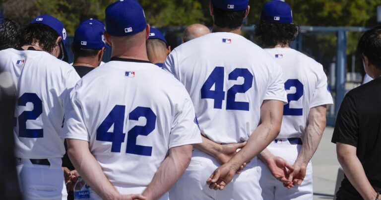 urlhttps3A2F2Fcalifornia times brightspot.s3.amazonaws.com2F442Ff62Ffeb25b7d425b94a7385ff22bd7d42Fjackie robinson day baseball 16544